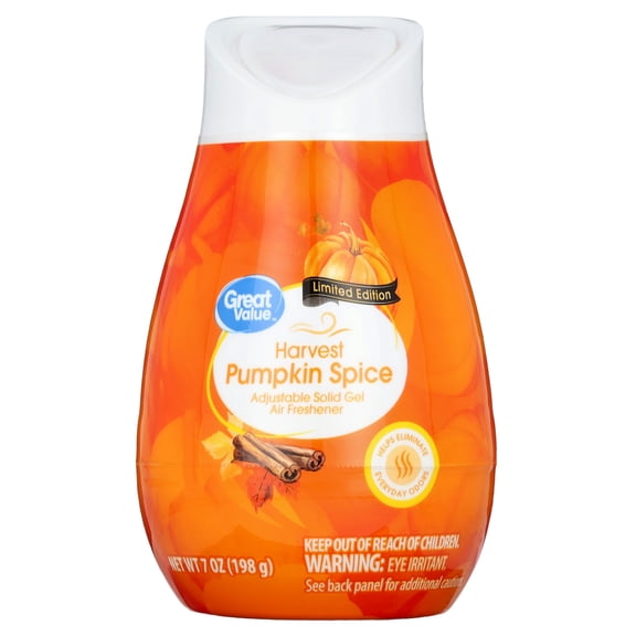 Great Value Adjustable Solid Gel Air Freshener, Harvest Pumpkin Spice, 7 oz