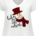 thumbnail image 4 of Inktastic Baby It's Cold Outside Cute Snowman in Plaid Print Women's Plus Size V-Neck T-Shirt, 4 of 5