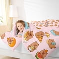 thumbnail image 3 of Erosebridal Funny Capybara Pattern Twin Comforter Sets,Hawaii Summer Holiday Bedding Set For Kids Girls ,Reversible Pink 2pcs, 3 of 7
