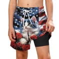 thumbnail image 3 of MKOSPLRT Boys Swim Trunks with Liner Kids Swimsuits Bathing Suit Fourth July Board Shorts American Flag Quick Dry Shorts with Pockets 9-10 Years, 3 of 10