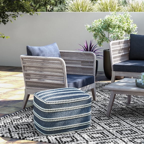 Noaman Santiago Outdoor Conversation Chair, 33.5x31.5x29.5in, Acacia Wood & Aluminum Frame, Dark Gray