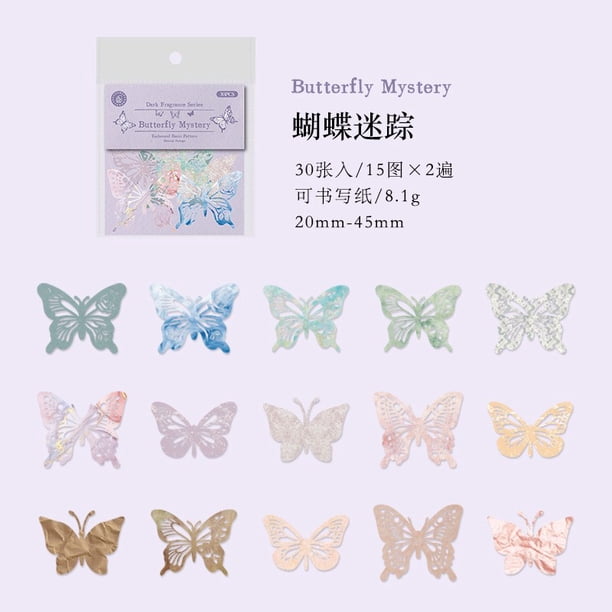 30Pcs Recorte De Encaje Scrapbook Papel Mariposa Flor Luna Decorativo DIY Artesanal Papelería Para Diario