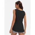 thumbnail image 3 of 3-pack Black&Deep pink&White Womens Tank Tops V Neck Summer Trendy Casual Loose Fit Flowy Sleeveless Shirts, 3 of 6