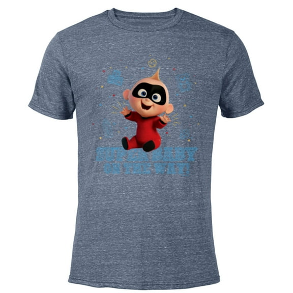 The Incredibles Jack-Jack Super Baby on the Way - Short Sleeve Blended T-Shirt for Adults - Customized-Navy Heather
