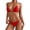 Red, variant on Bikini Sets for Women Metal Chain Halter Triangle Bikini Top High Waisted Bottom Bathing Suits Swimsuit Swimwear