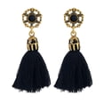 thumbnail image 4 of Pendiente de borla larga Sonducket Retro Barroco Negro para mujeres y niñas, 4 of 4