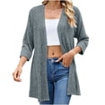 thumbnail image 5 of BUIGTTKLOP Cardigan Sweaters for Women Lighweight 3/4 Sleeve Open Front Mid Long Cardigan Ribbed Knit Casual Loose Outwear Jackets, 5 of 8