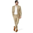 thumbnail image 5 of Slim Fit 2 Button Tan Beige Notch Lapel Men's Suit No Vest 48 Short, 5 of 7