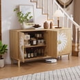 thumbnail image 4 of 63" Carved Door Sideboard Cabinet with Storage, Mid Century Modern Buffet Cabinet with Adjustable Shelf, Wood Accent Credenza for Dining Room Living Room Entryway, 4 of 5