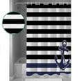 thumbnail image 3 of Shower Curtain Bathroom Set Anchor on Black Navy Stripes Waterproof Fabric Shower Curtains with Grommets&Hooks Nautical Abstract Lines Privacy Bath Curtain for Bathtub 72x84in, 3 of 7