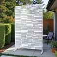 thumbnail image 2 of Tcbosik Metal Privacy Screen for Outdoor, Freestanding Patio Decorative Fence Panel, 76"H x 48"W Portable Divider Screen for Outside Deck, Balcony, Garden, White, 2 of 8