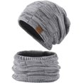 thumbnail image 1 of GRNSHTS 2 Pieces Winter Hat Scarf for Men Women Solid Color Knit Fleece Lined Warm Hats & Neck Warmer Scarf Beanie Hat Set (Gray), 1 of 5
