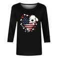 thumbnail image 4 of Fartey 4th of July 3/4 Sleeve Tunic Tops for Women Independence Day USA Shirts Soft Comfy Crew Neck Patriotic T Shirt Cute Graphic Tees Summer Holiday Tshirts Black XXL, 4 of 4