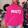 thumbnail image 3 of Pounoo Chandails à Col Roulé pour Femmes Manches Longues Col Roulé Imprimé Lettre Joyeuse Hauts Rassemblements de Vacances Vêtements d'Hiver Hauts Cadeau, 3 of 9