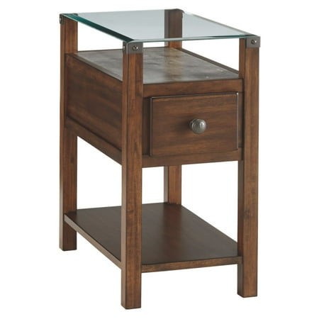 - Signature Design by Ashley Diamenton Glass Top Chair Side Table with Drawer
