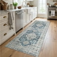 thumbnail image 3 of Lahome Boho Washable Kitchen Runner Rug, 2x6 Bathroom Carpet Runners for Hallway 6ft Non Skid, Vintage Soft Hallway Rug for Bathroom Bedroom Entryway,Blue-gray, 3 of 10