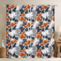 Castle Fairy Grey Orange Camo Blackout Curtains Set of 2 (52x84 Each) for Children Teens Adults,Vintage Camouflage Window Curtains,Abstract Geometric Curtains and Drapes,Super Cozy Room Decor
