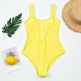 thumbnail image 6 of Women Swimsuits Solid Color One Piece Bikini Zipper Front Bathing Suit,Yellow,S, 6 of 6