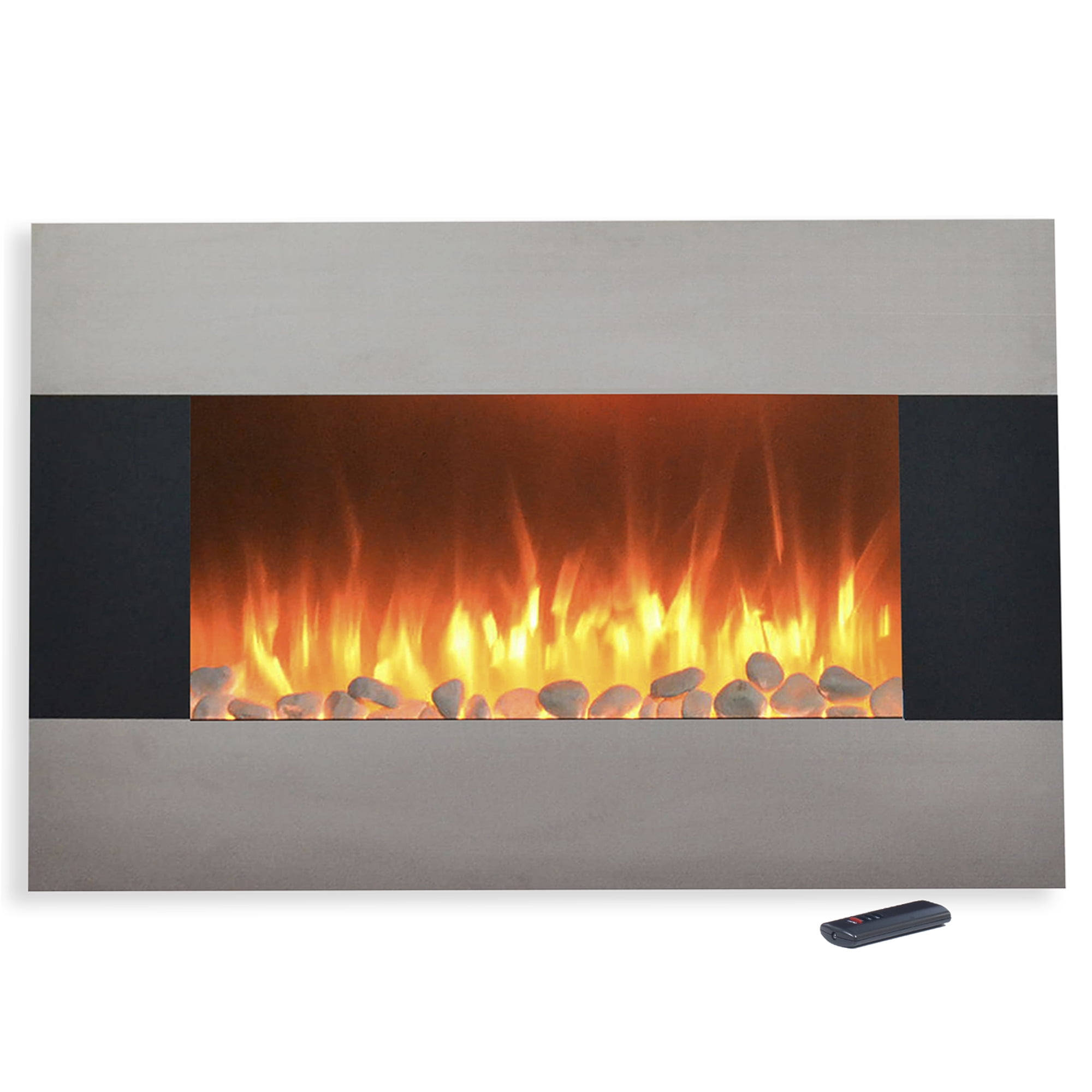 Northwest 36-inch Wall-Mount Stainless-Steel Electric Fireplace with Remote Sansujyuku sansujyuku.com