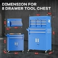 thumbnail image 3 of SOLAURA 8-Drawer Rolling Tool Chest with Detachable Top Box, Metal Tool Box with Wheels, Lockable Storage Cabinet for Warehouse, Garage, Workshop, Barbershop, Blue, 3 of 9