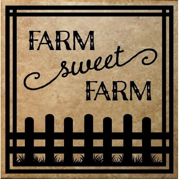 Farmhouse Decor Farm Sweet Farm with Border Vinyl Wall Decals Sticker 11.5x11.5 Black