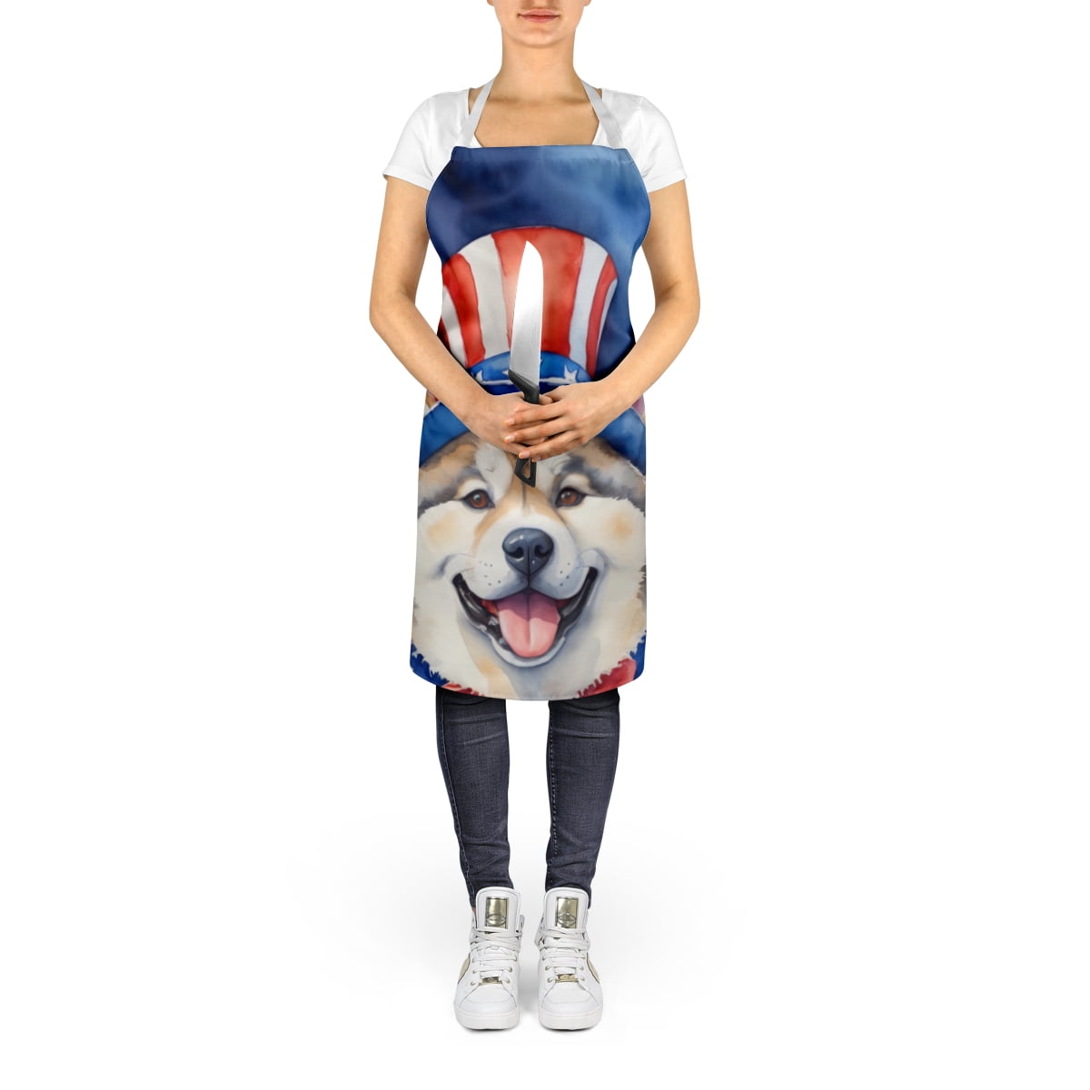 Carolines Treasures DAC5634APRON 30 x 27 in. Akita Patriotic American Apron