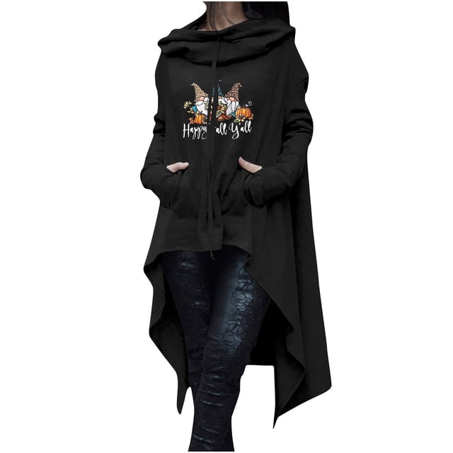 Sudadera Para Mujer Con Cuello Redondo, Sudaderas Con Capucha de Gran Tamaño, Sudadera Informal de Manga Larga, Suelta, Estampada, Medio Largo, Blusa, Sudaderas Odeerbi ODB137584