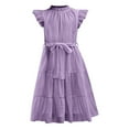 thumbnail image 6 of XXWXYD Girls Dresses Flutter Sleeve A-Line 𝖲undress Summer Casual Tiered Swing Midi Dress Lightweight Breathable Part𝗒 Beach Dress for Toddler Kids, 6 of 6