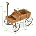 thumbnail image 2 of Gymax Garden Plant Planter Wooden Wagon Planter W/ Wheel Garden Yard Brown, 2 of 10