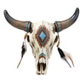 thumbnail image 2 of Ebros 12.5"L Southwest Steer Bison Bull Horned Skull With Feathers Wall Decor, 2 of 5