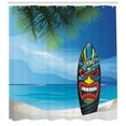 thumbnail image 3 of Ambesonne Tiki Bar Shower Curtain, Tiki Surfboard, 69"Wx70"L, Multicolor, 3 of 3
