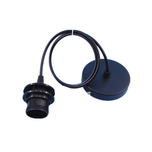 Portalámparas colgante E27, lámpara industrial vintage, con cable y luz colgante E27 para luces colgantes, accesorios para lámparas de bricolaje, base de lámpara colgante (negro) LingWen 8390615560351