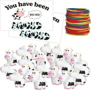 NOO 60 Pcs You Have Been Mooed Card Kits Includes 20 Moo Moo Card 20 Mini Resin Cows 20 Elastic Rubber Bands for Cruising Carnival Party SUV Car Game Rewards
