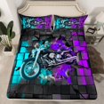 thumbnail image 2 of Erosebridal Motorcycle Motorbike Sheet Set Twin,Extreme Sports Bedding Sets Twin Size,Plaid Buffalo Twin Sheet Sets,Super Cozy Teens Bedroom Decor,3pcs, 2 of 7