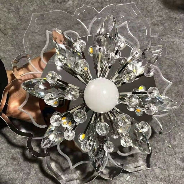Lámpara Candelabro de flores de cristal LED creativo blanco/blanco cálido/luz de dormitorio colorida JShteea Para estrenar