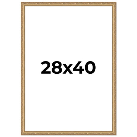 28x40 Frame Gold Solid Wood Picture Frame Width 1.25 Inches | Interior Frame Depth 0.375 Inches |