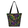 thumbnail image 3 of Kll Tote Bag For Women Neon Mardi Gras Print Shopping Grocery Reusable Bags For Office School Shopping Travel, 3 of 8