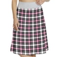 thumbnail image 1 of Women's Plaid Checkered Feminine Fashion A-line Printed Skirt Casual Wear, XL, Pale Pink Black Grey, by Ambesonne, 1 of 6