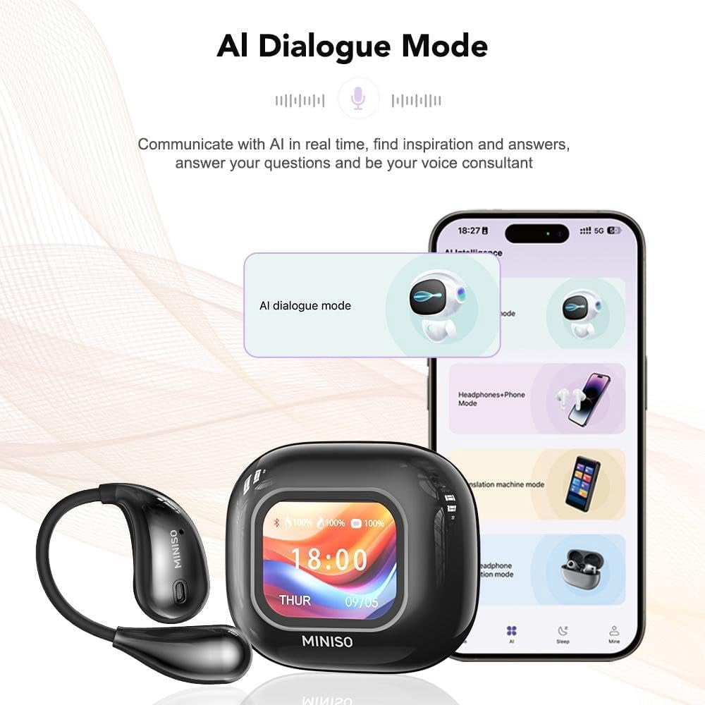 MINISO M95 AI Translation Earbuds Real Time with LED Display Screen Bluetooth 5.4 Support 150 Languages