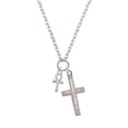thumbnail image 2 of Delight Jewelry Silvertone Small Ankh Be Strong and Courageous Engraved Cross Zoey Necklace, 28", 2 of 4
