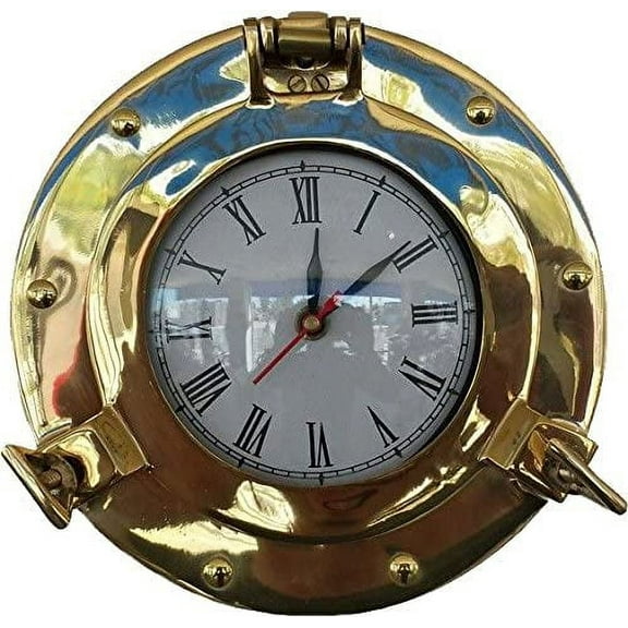 Nagina International Brass Deluxe Class Porthole Quartz Clock 8"