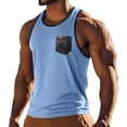 thumbnail image 2 of Domuza Men's Sports Tank Tops Athletic Gym Bodybuilding Fitness Sleeveless Shirts for Beach Running Workout with Pocket Light Blue 3XL, 2 of 7