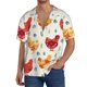 thumbnail image 1 of Balery Flower Chicken Camisa Casual de Manga Corta con Botones para Hombre, Texturizada, Estilo Cubano, para Playa, Verano-Small, 1 of 5