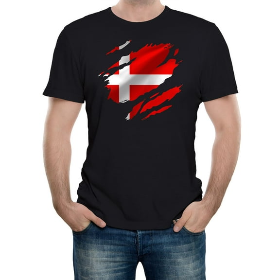 Reality Glitch Torn Denmark Flag T-Shirt – Patriotic Danish Pride Tee for Men