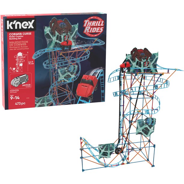 K'NEX Thrill Rides Cobweb Curse Roller Coaster Building Set 473 Pieces Ages 9