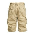 thumbnail image 4 of CHEEREAM Mens Outdoor Cargo Capri Pants Relaxed Fit Multi-Pocket 3/4 Long Shorts Cotton Twill Beach Hiking Travel Shorts Khaki M, 4 of 6