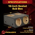 thumbnail image 3 of QPower Quad 4 Hole 12 Inch Sealed Divided Speaker Box Subwoofer Enclosure, 3 of 8
