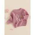 thumbnail image 5 of Michellecmm  Baby Girl Sweater, Long Sleeve Crew Neck Flower Warm Knit Pullover, 5 of 9