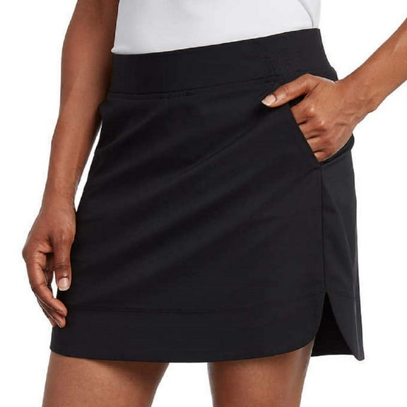 Cypress Club Women's Skort Built-in Shorts Tummy Smoothing (Black, Small)