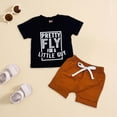 thumbnail image 3 of Baby Boy Summer Clothes 2 Piece Outfit Letter Print Short Sleeve Top Comfy Solid Shorts Set Kaprioy Baby Boy Clothes 0 3 6 12 18 24 Months, 3 of 7